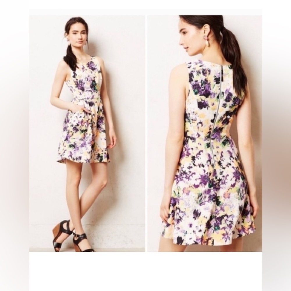 Anthropologie MAEVE Pebble  Floral Sleeveless Dress, size 12